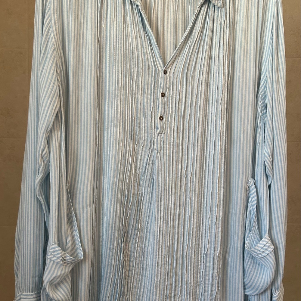FP light blue striped tunic blouse